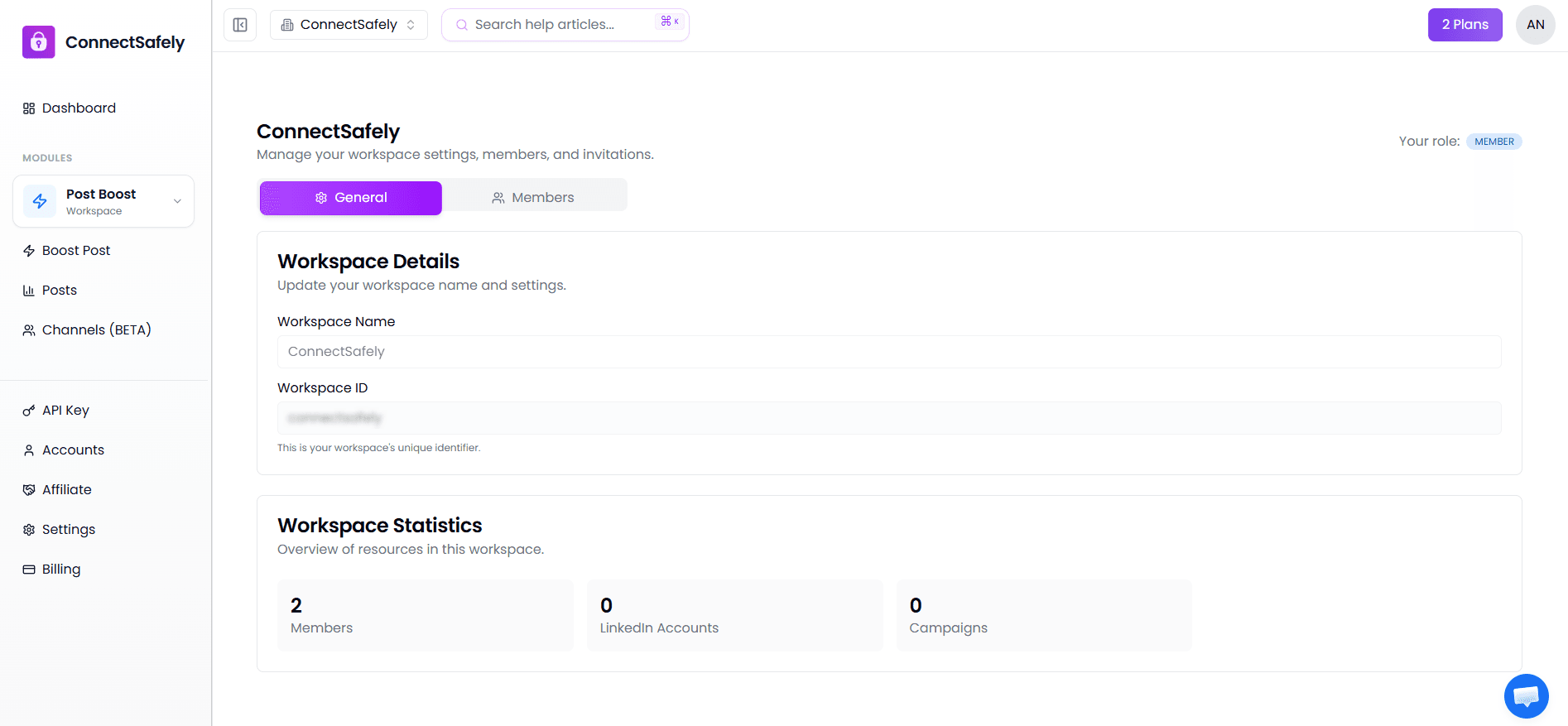 Invitation acceptance page showing workspace details
