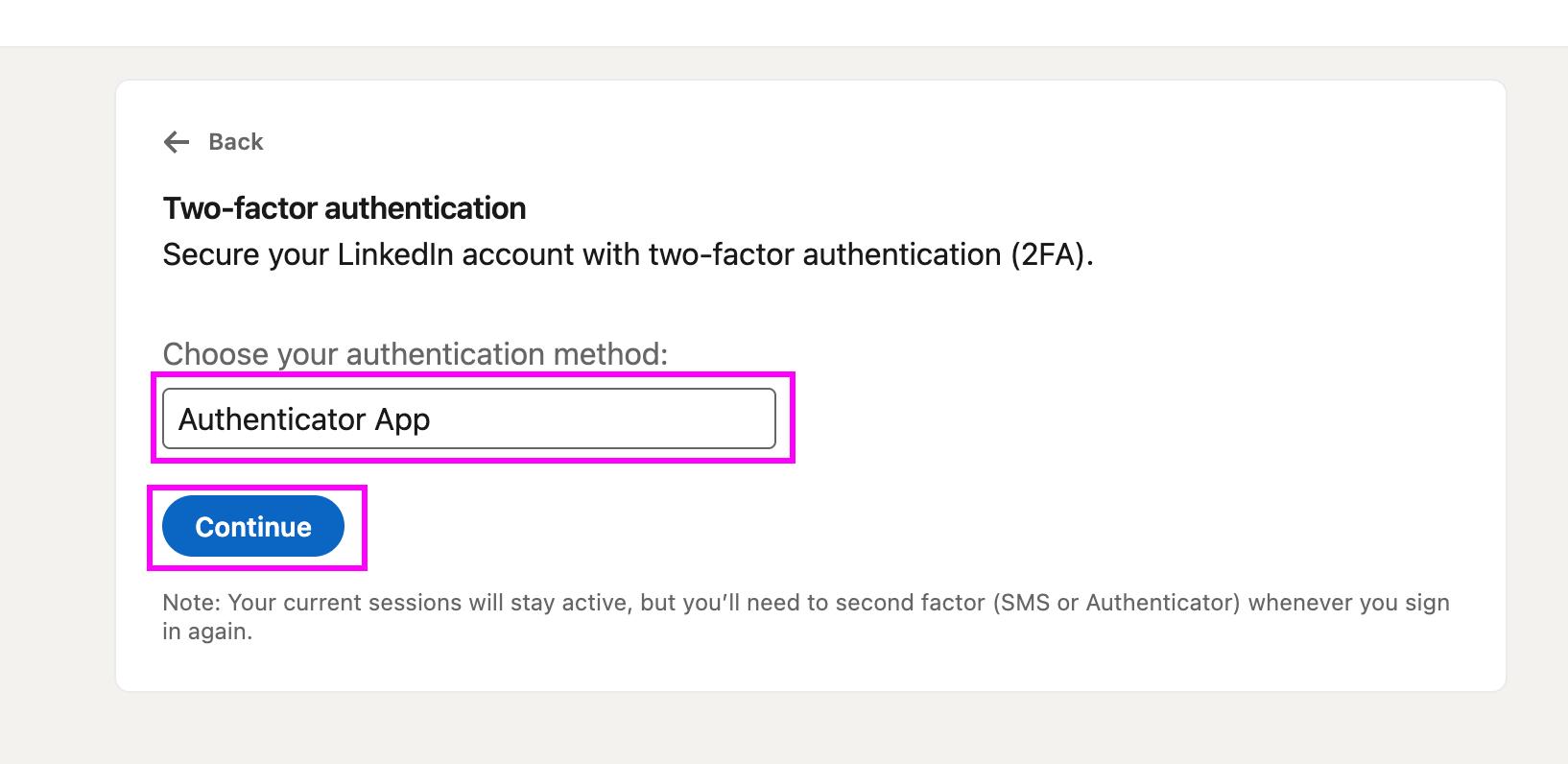 Select Authenticator App