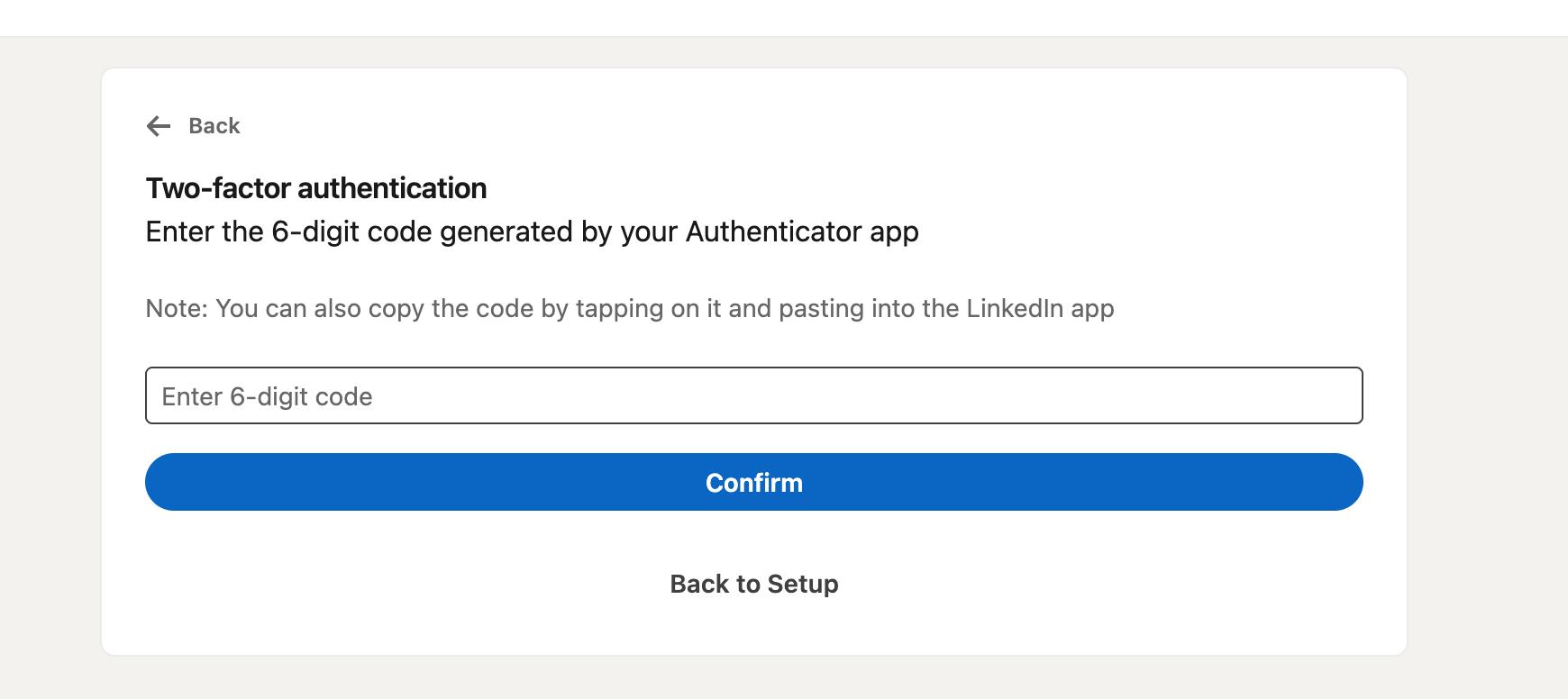Enter 6-digit code from authenticator app