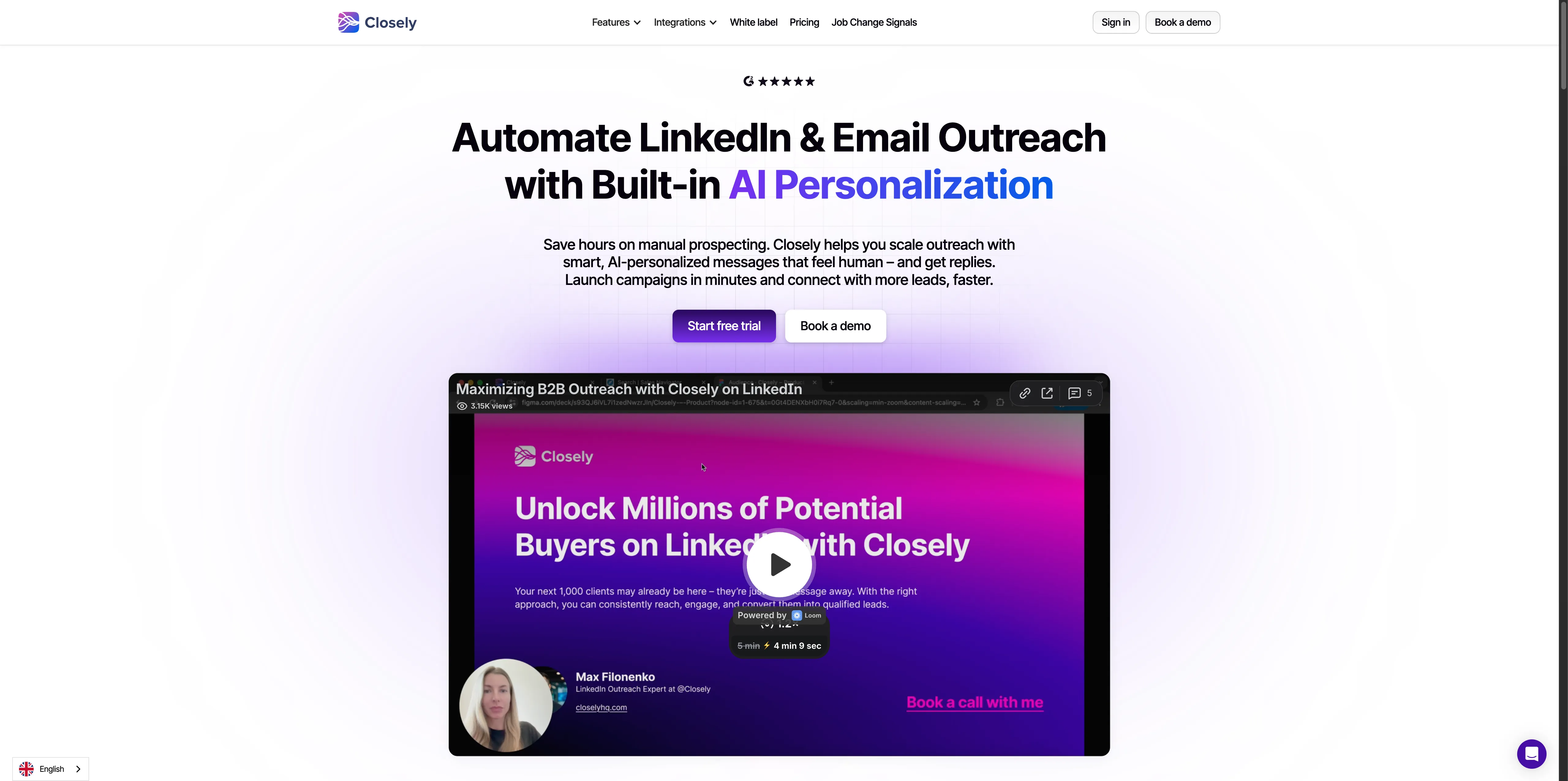 Closely Homepage - LinkedIn automation platform