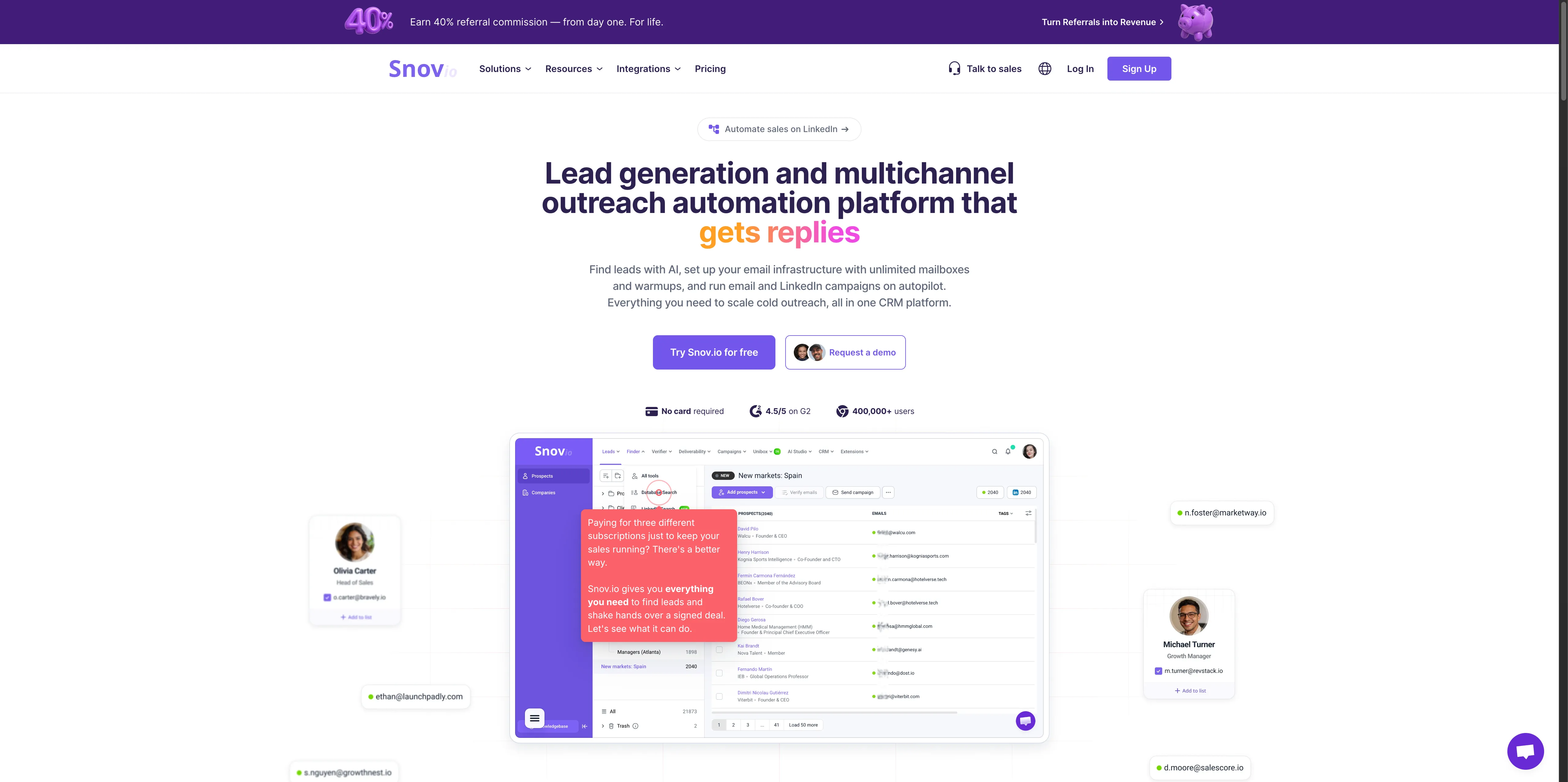 Snov.io Homepage - Email finder and outreach platform