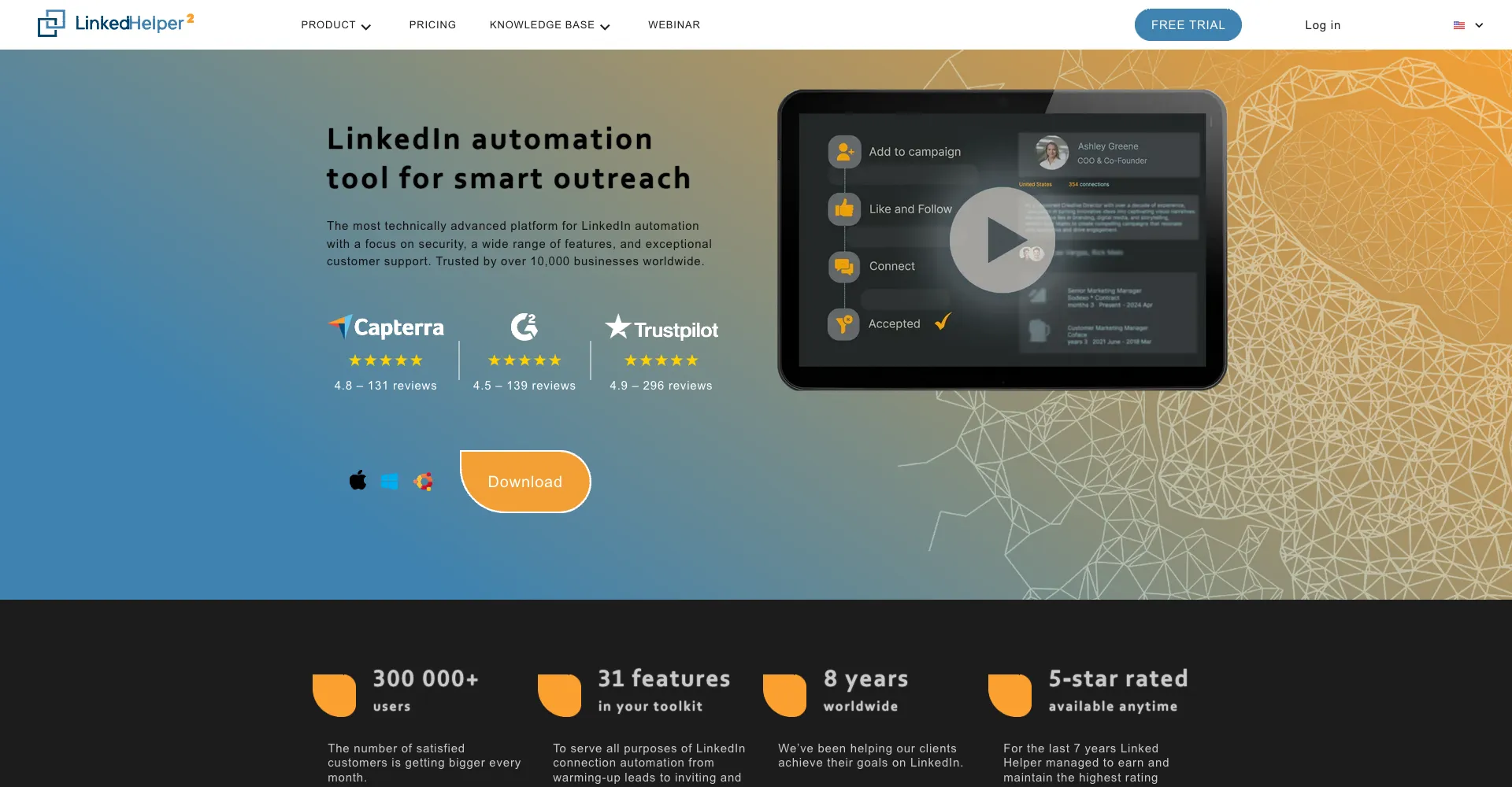 Linked Helper Homepage - LinkedIn desktop automation tool