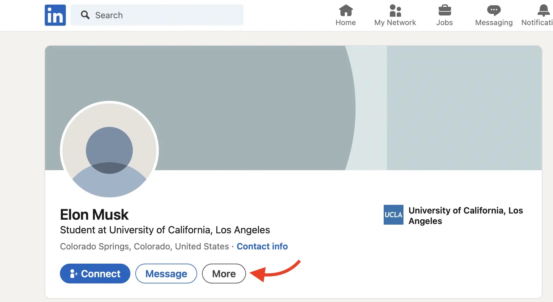 Click the More button on their LinkedIn profile