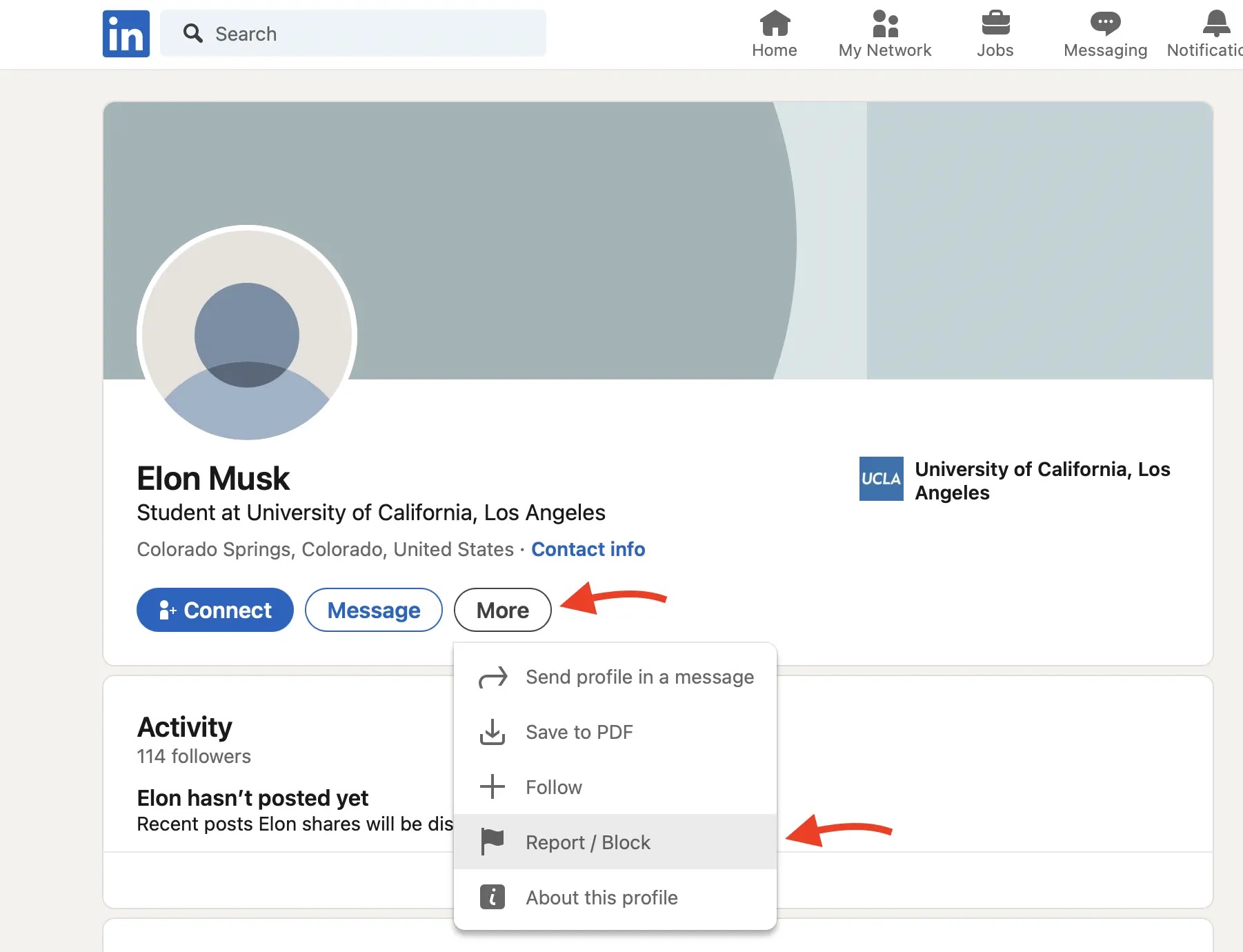 Select Report/Block from the dropdown menu