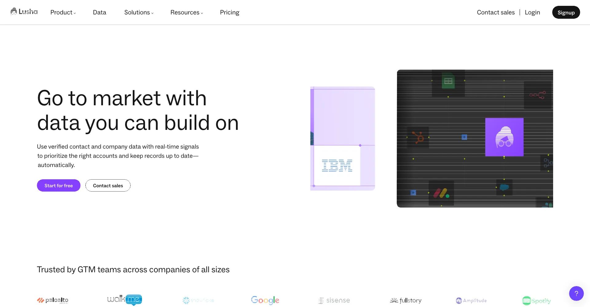 Lusha Homepage - B2B contact database platform