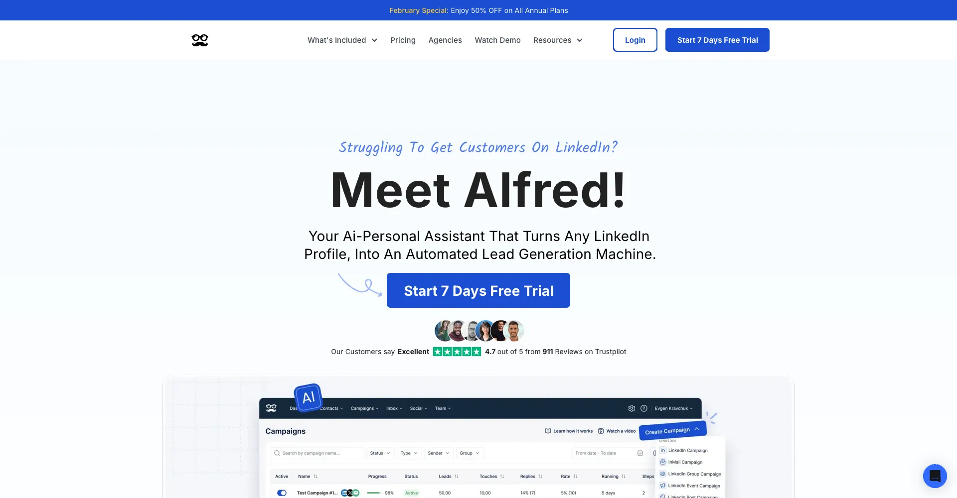 Meet Alfred Homepage - Multi-channel automation platform